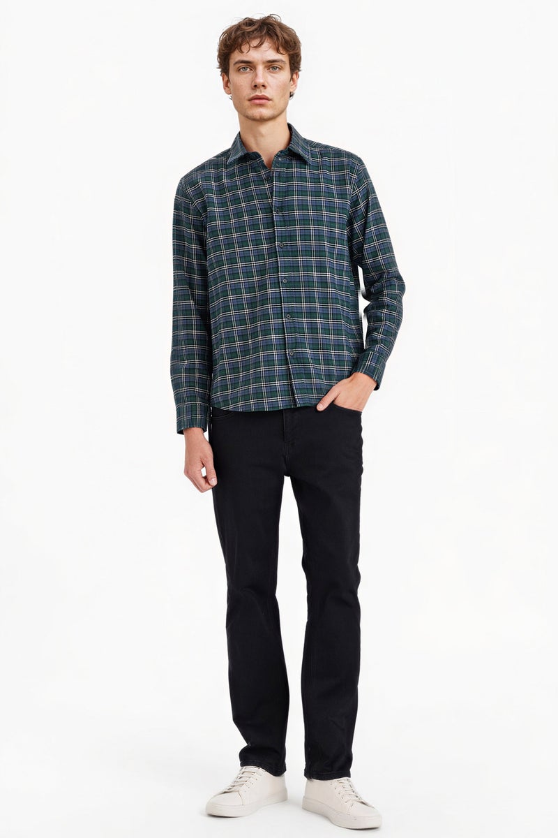 DeFacto Green Man Cotton Plaid Shirt Casual - Image 2